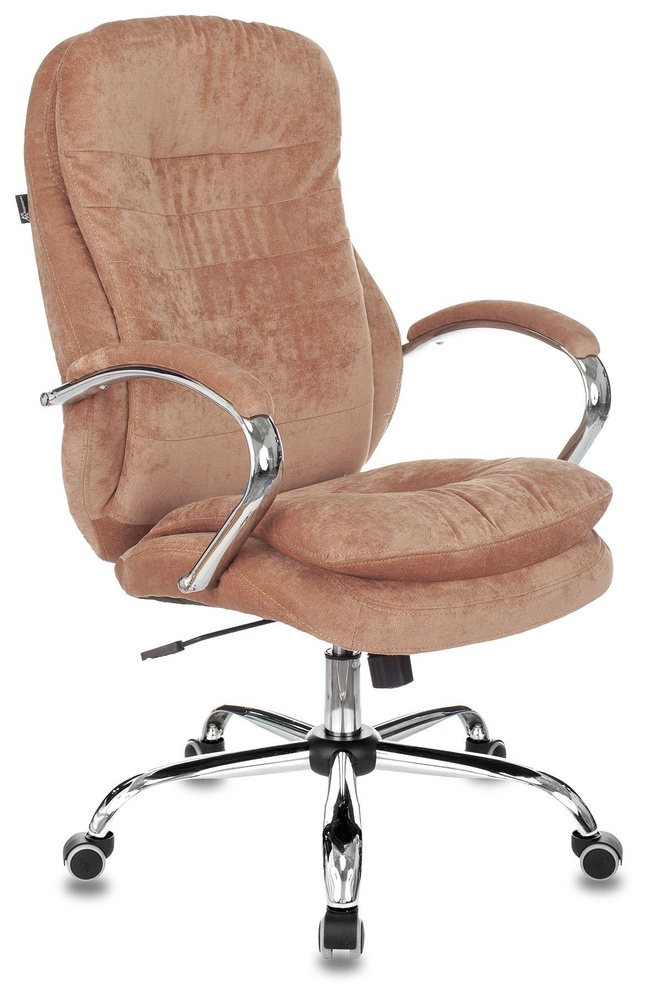 Кресло руководителя Бюрократ T-9950SL Fabric светло-коричневый Velvet 90 крестовина металл хром  #1