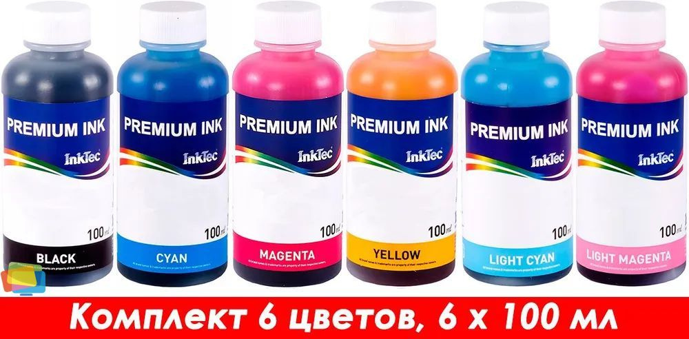 Чернила для Epson INKTEC E0017-100M, водные, комплект 6 цветов, 6 x 100 мл  #1