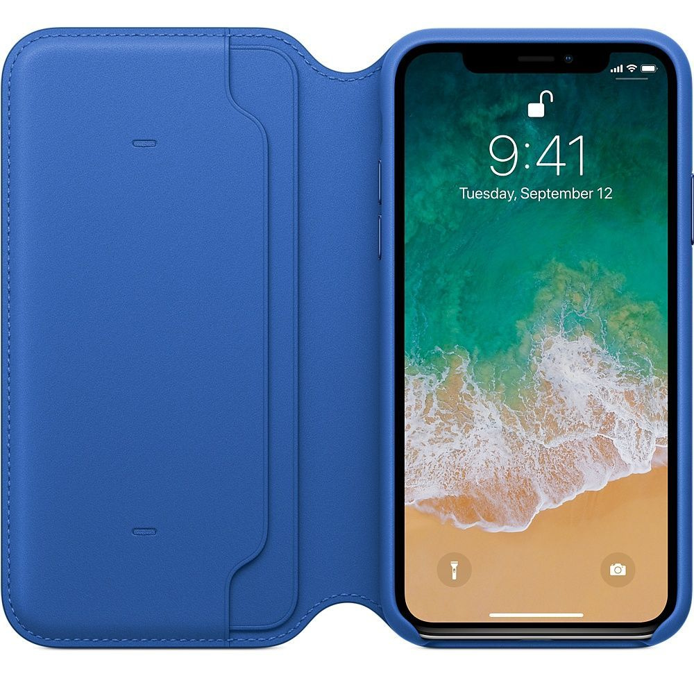 Чехол-книжка Apple Leather Folio iPhone X Electric Blue (Синий аргон) MRGE2ZM/A #1