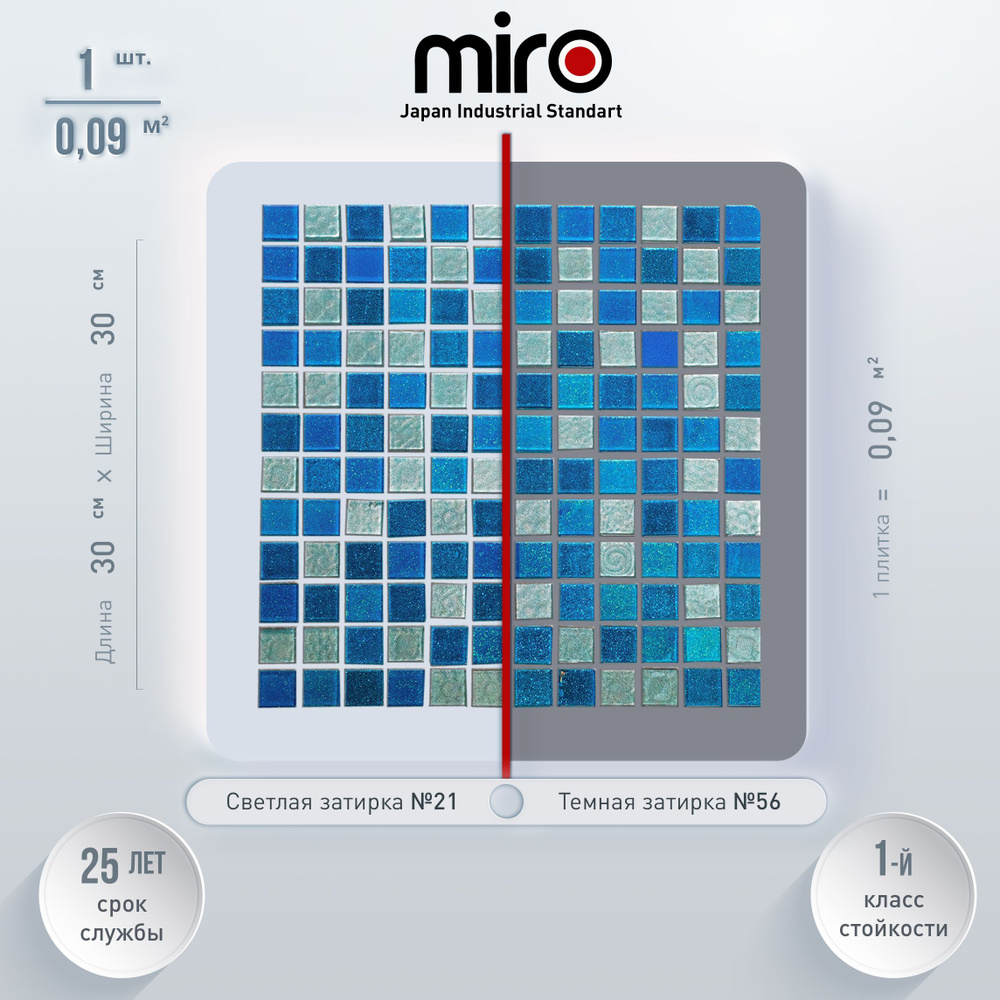 Плитка мозаика для ванной комнаты MIRO (серия Mendelevium №52), моющаяся высокопрочная, размер плитки #1