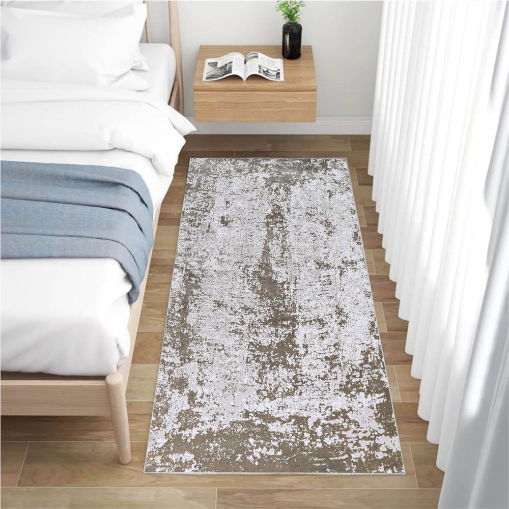 Ekocarpet Ковер SOFT Luxor 27602 бежевый с коричневым, с рельефным ворсом и абстрактным рисунком на пол #1