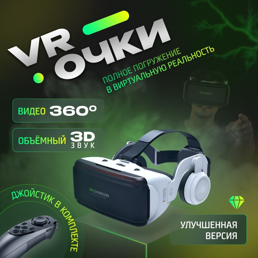Очки виртуальной реальности с наушниками/VR очки/Для смартфонов/Подарок  #1