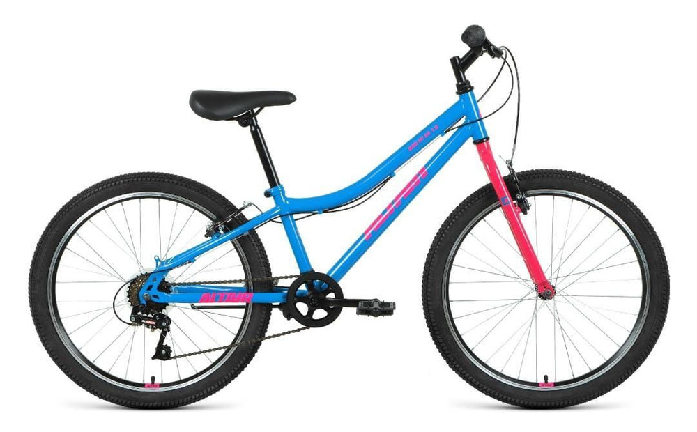 Altair Велосипед Городской, Гравийный, Велосипед ALTAIR MTB HT 24 1.0 (24" 6 ск. рост. 12") 2022, голубой/розовый, #1