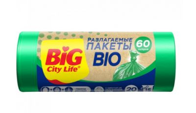 Пакеты для мусора BIG CITY LIFE BIO HD 60 л, 20 шт зеленые #1