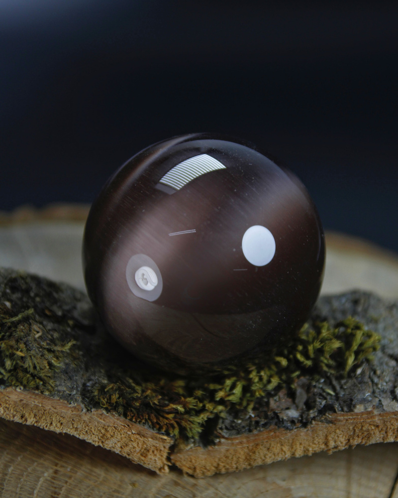Оберег, амулет Кошачий глаз (Улексит) - шар, имитированный камень, диаметр 38-39 мм, фиолетовый, 1 шт #1