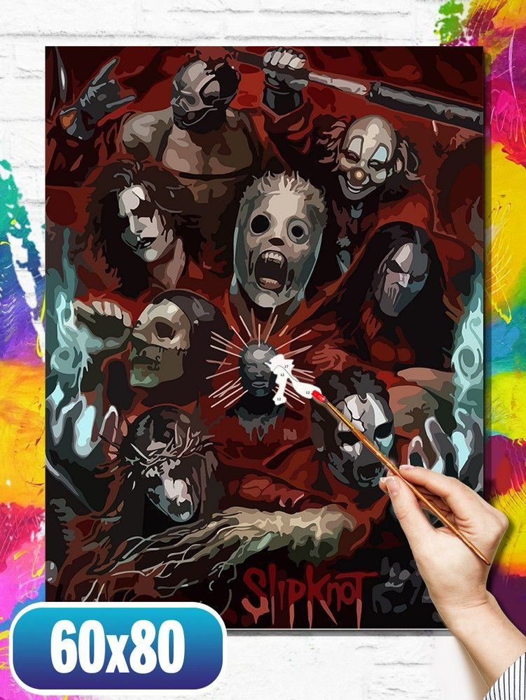 Картина по номерам на холсте музыка Slipknot (слипкнот, рок) - 8691 В 60x80  #1