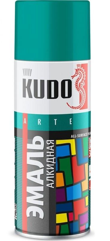 Аэрозольная краска KUDO "Эмаль универсальная высокопрочная RAL в баллончике", Алкидная, 0.52 л, Бирюзовая #1