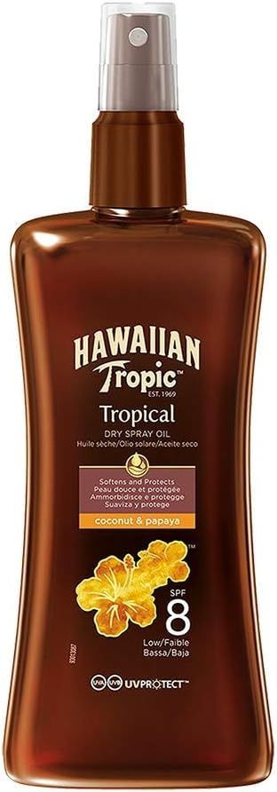 Hawaiian tropic, Гавайское тропическое темное масло для загара, распылительная помпа, SPF 8, 24-часовое #1