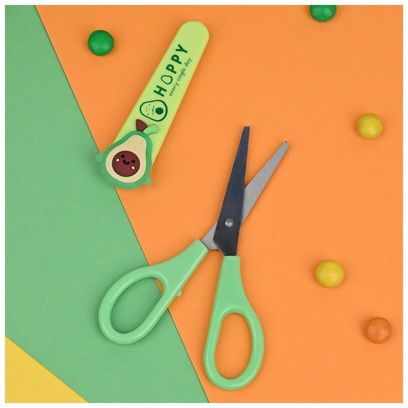 Ножницы детские безопасные АВОКАДО для бумаги и рукоделия в защитном футляре  #1