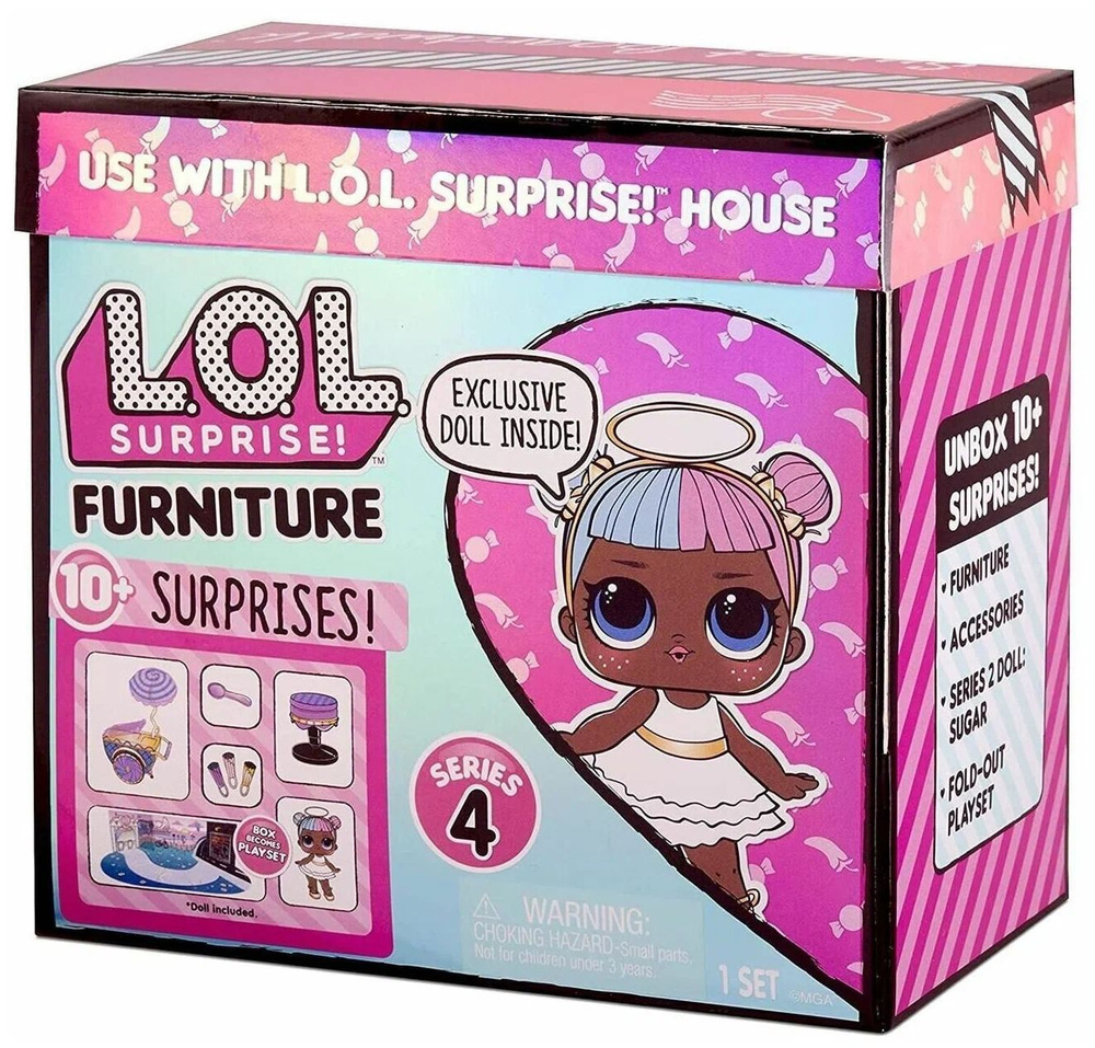 Игровой набор LOL Surprise Furniture серия 4 c куколкой Sugar Лол фурнитура Сахарок Тележка со сладостями #1