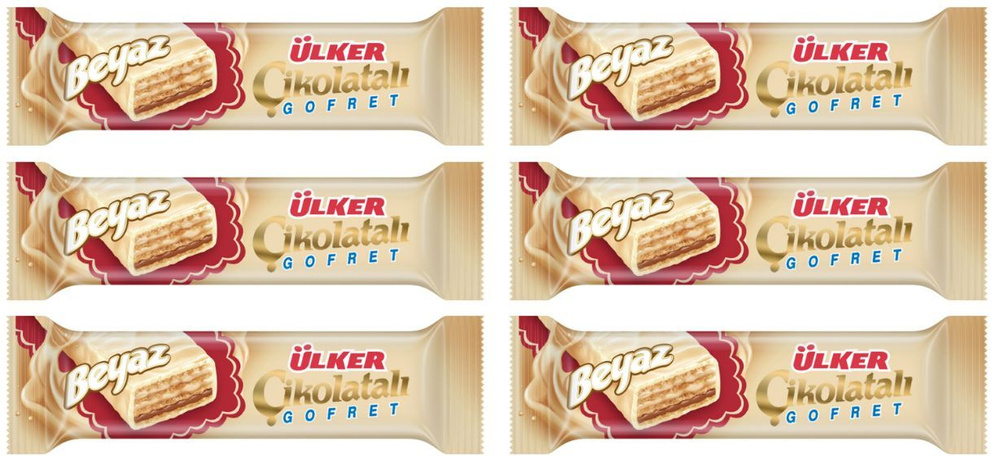 Вафли Ulker с орехами покрытые белым шоколадом, 6 шт по 35 г, Турция  #1