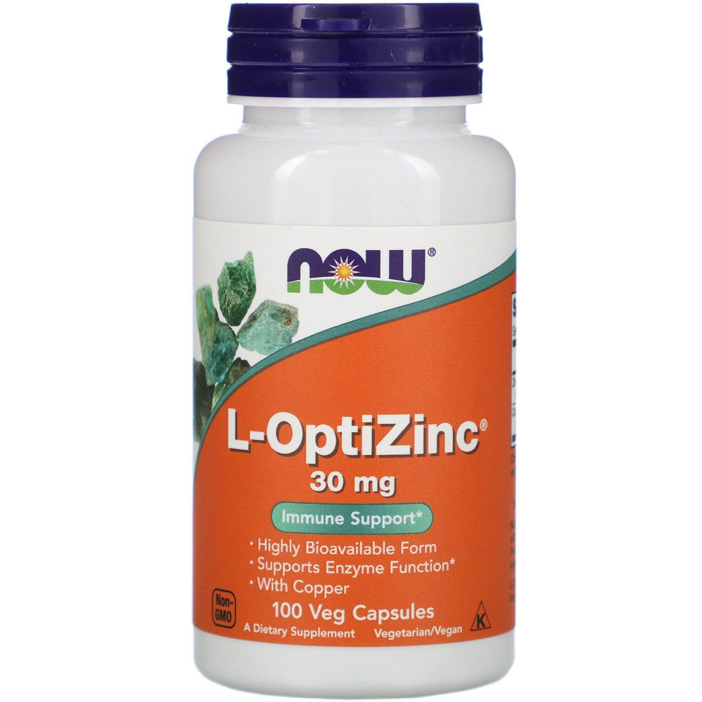 NOW L-OptiZinc 30 mg 100 vcaps/Медь+Цинк 30мг #1