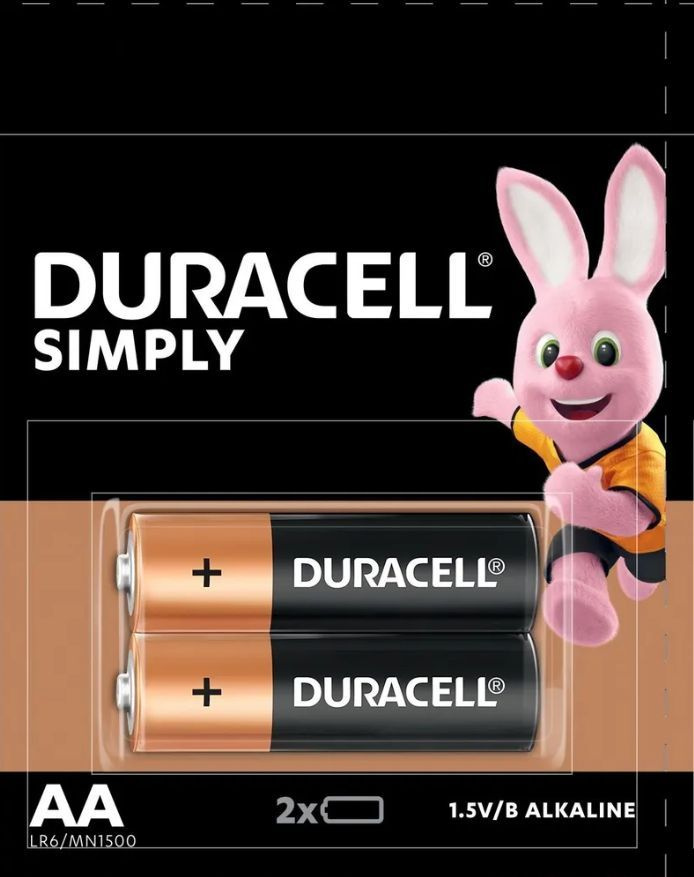 Батарейки 2 шт, DURACELL Simply, АА (LR03, 24А), алкалиновые, пальчиковые  #1