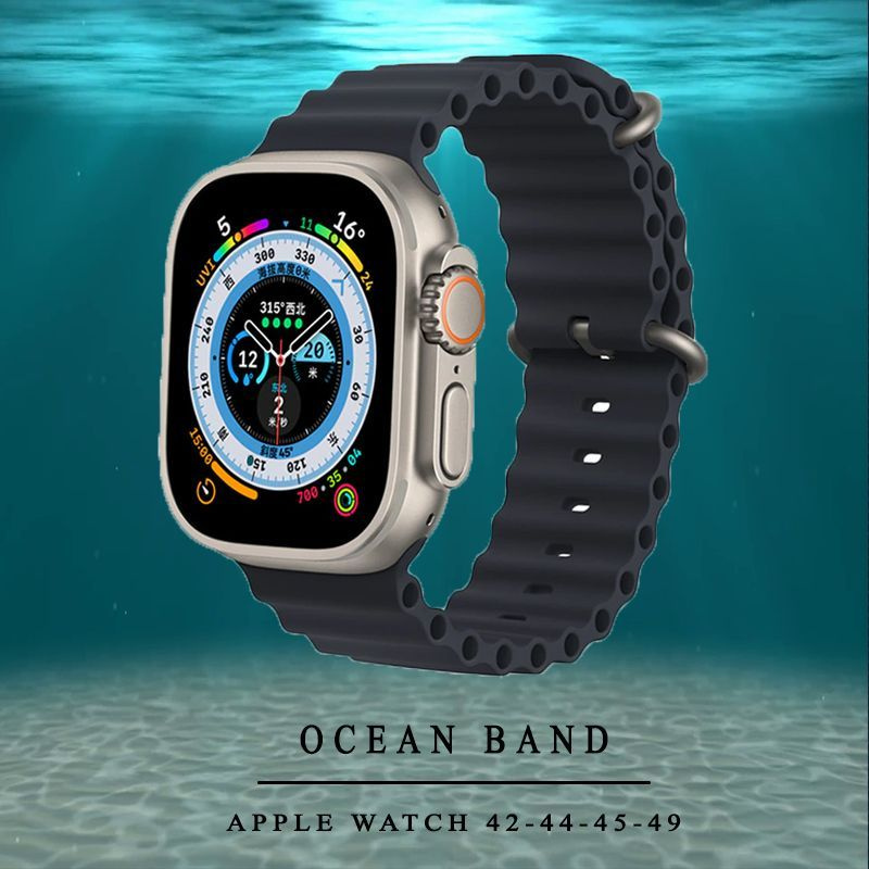 Силиконовый ремешок Ocean Band для smart часов Apple Watch 42 44 45 49 мм / браслет на эпл вотч Apple #1