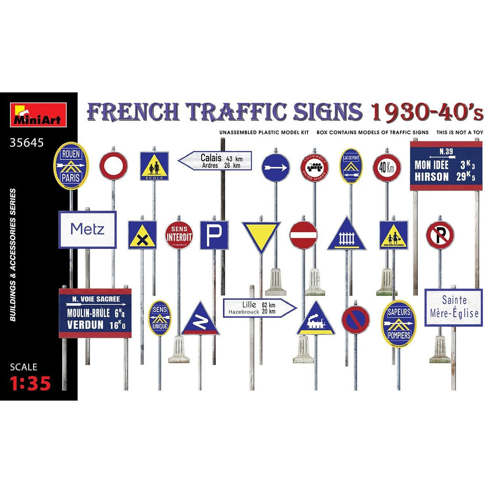 Сборная модель. Дорожные знаки. Франция 1930-40-х гг. MiniArt, 1/35  #1