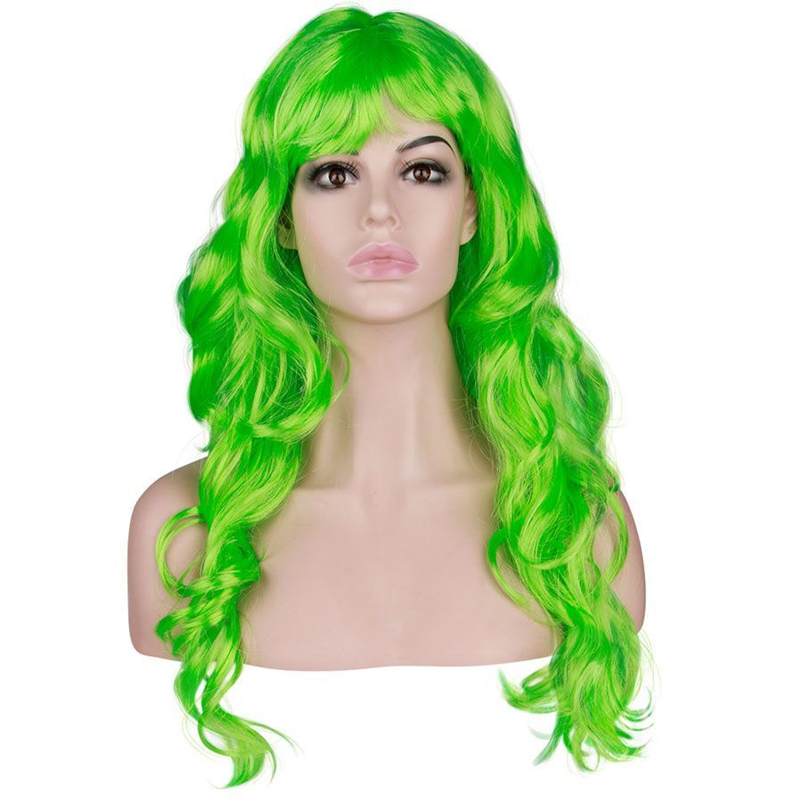 Карнавальный праздничный парик из искусственного волоса Riota Локоны, 160 гр, салатовый, 1 шт.  #1
