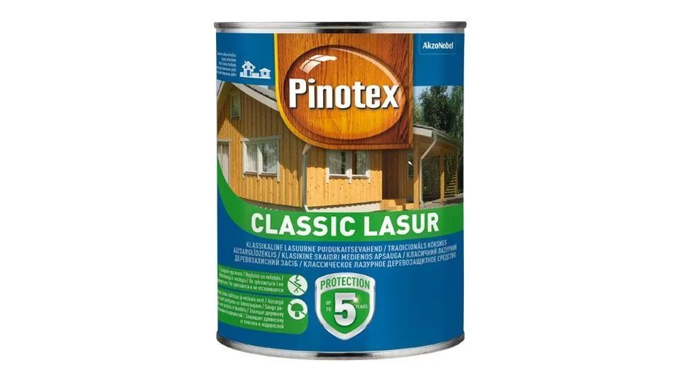 Pinotex Classic Lasur. Сосна. Влагостойкая лазурь (пропитка) для защиты древесины до 5 лет, 1 литр  #1