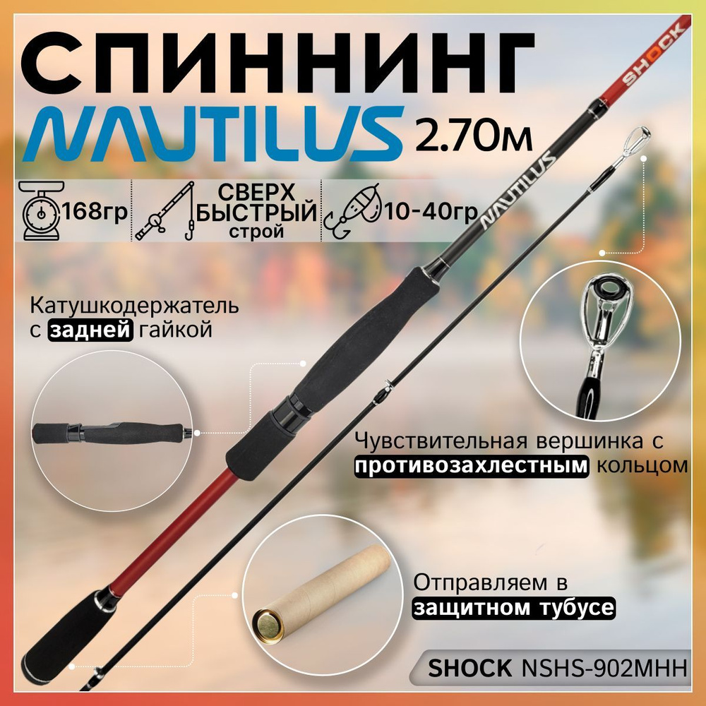 Спиннинг Nautilus SHOCK NSHS-902MHH 2.70м 10-40гр #1