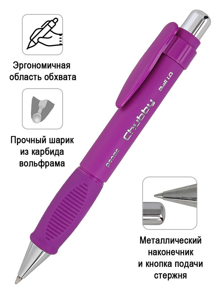 Ручка шариковая автоматическая Penac CHUBBY, 1,0мм синяя, корпус фиолетовый  #1