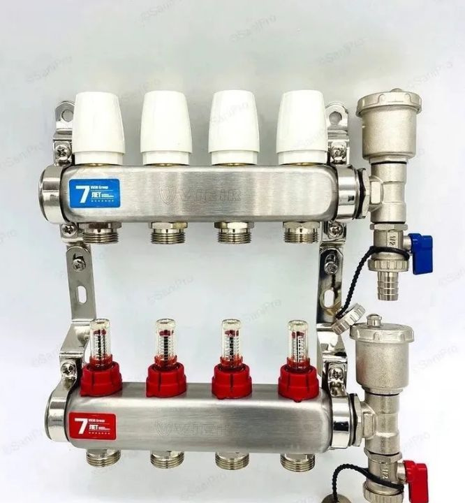 Коллекторная группа VIEIR 1"x 4 выхода с расходомерами, без кранов  #1