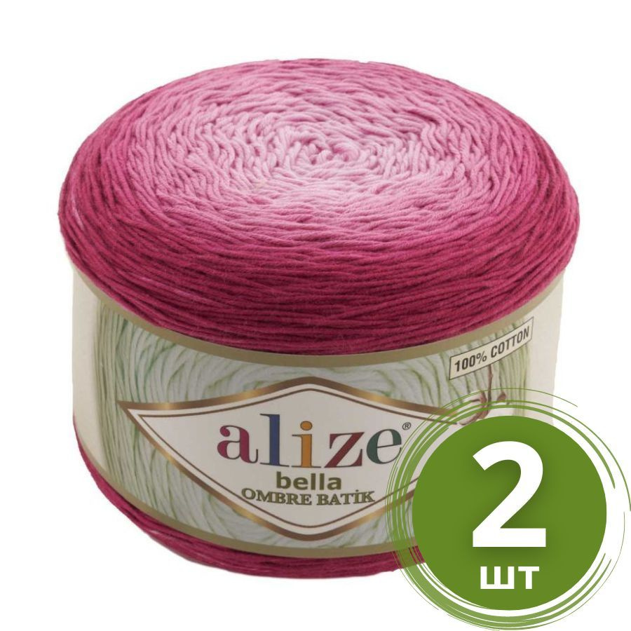 Пряжа для вязания Alize Bella Ombre Batik (Белла Омбре Батик) - 2 мотка Цвет: 7405 яр.розовый Хлопок-100% #1