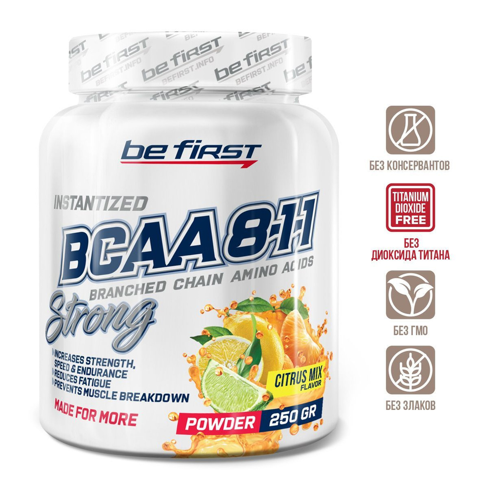 Аминокислоты БЦАА порошок Be First BCAA 8:1:1 Instantized Powder 250 гр, цитрусовый микс  #1