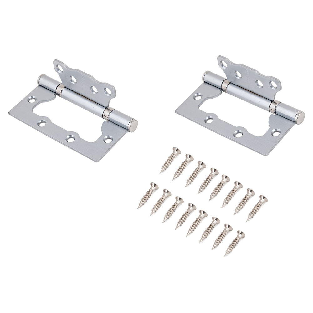 Петли дверные бабочка накладные без врезки 2 шт АЛЛЮР 100х75 2BB BL 2,5мм, цвет матовый хром  #1