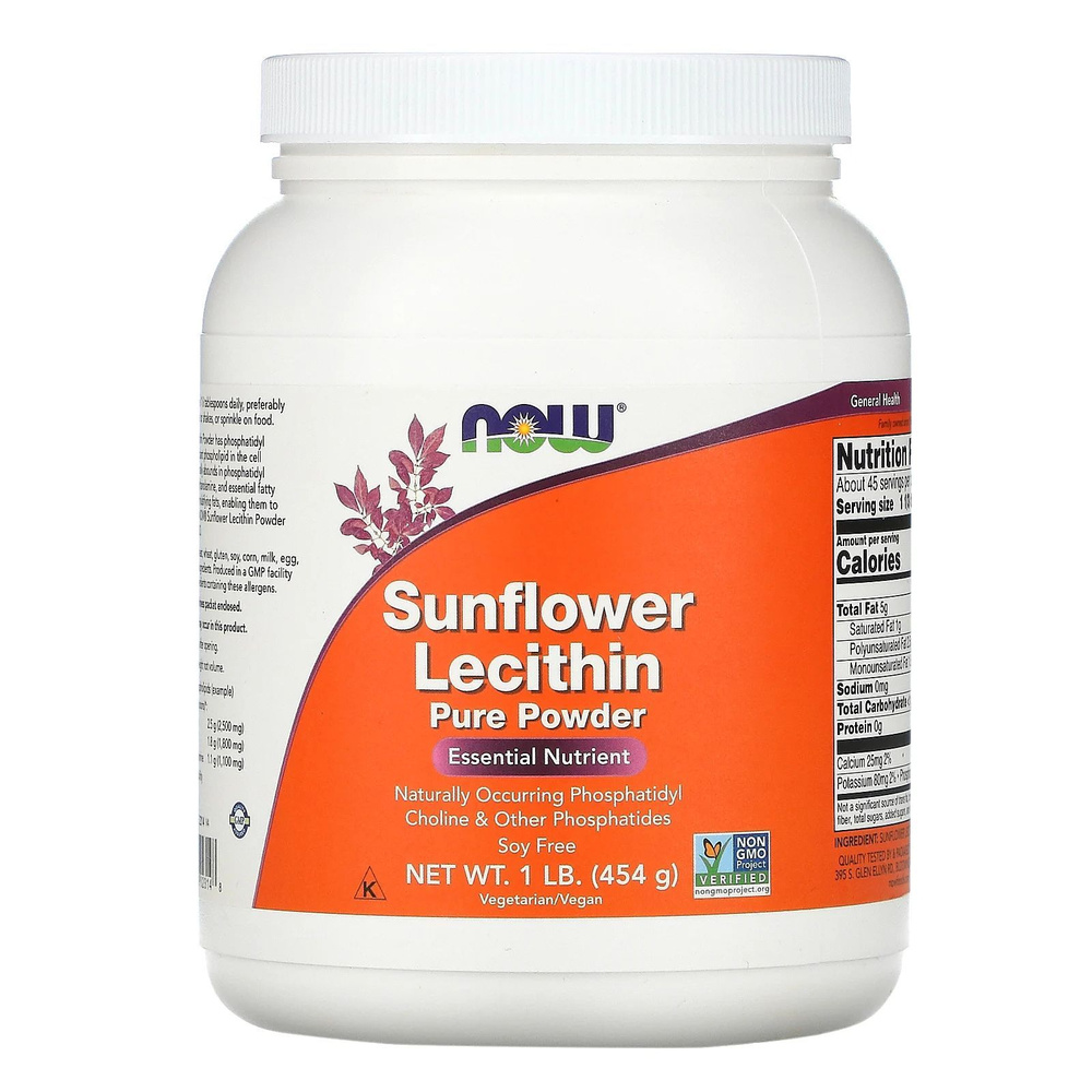 Лецитин подсолнечника, порошок NOW Sunflower Lecithin, 454 грамма #1