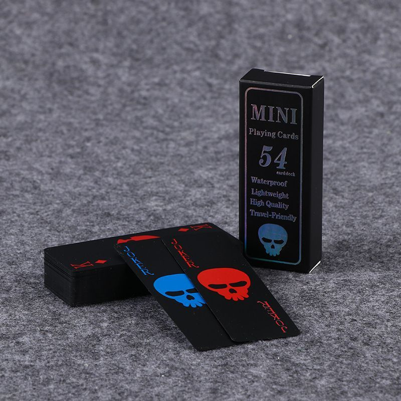 Карты игральные "MINI" 54 шт пластиковые, неоновые с матовой поверхностью , черная рубашка / Высококачественные, #1