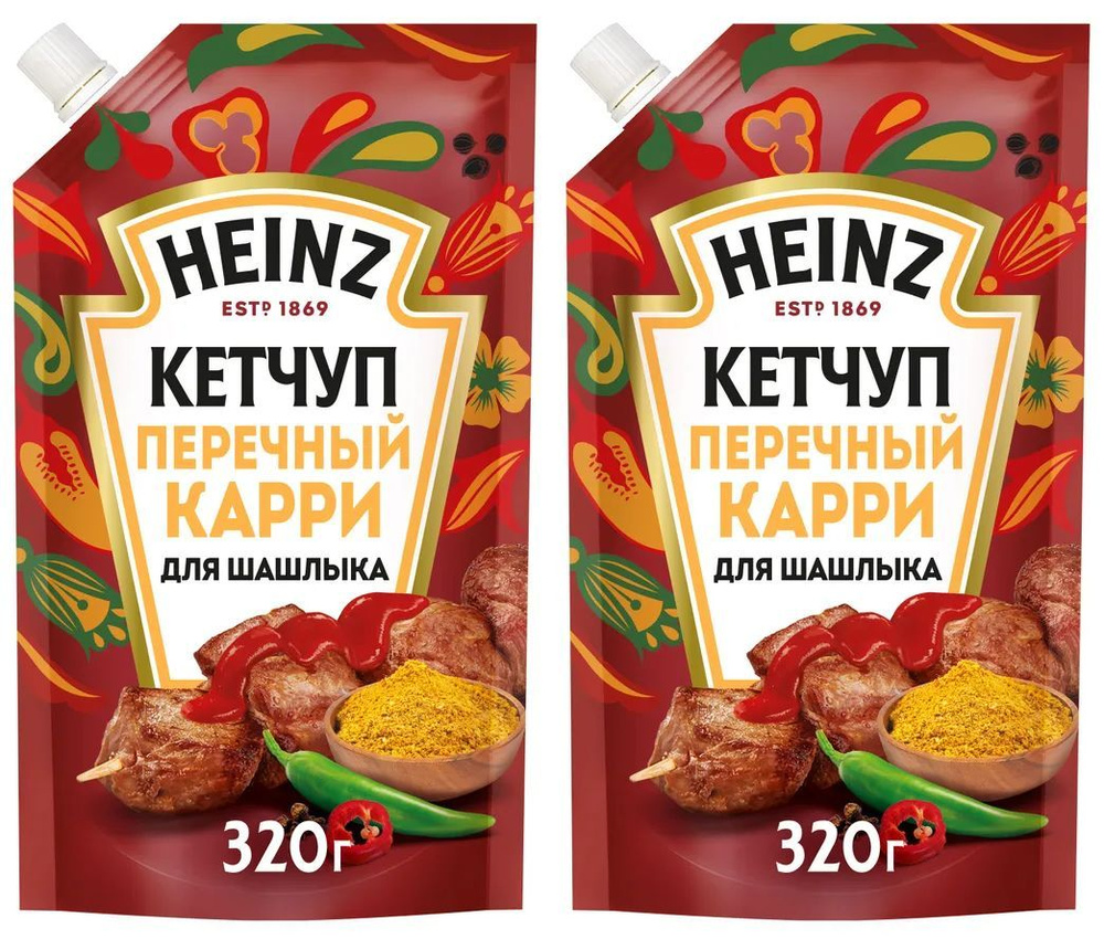 Кетчуп Heinz Перечный карри для шашлыка, 2 уп по 320 г #1