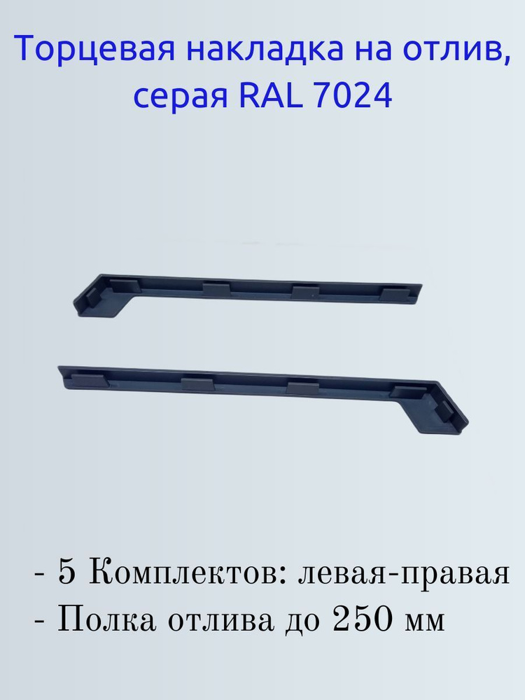 Торцевая накладка (заглушка) на отлив оконный, серая RAL 7024  #1