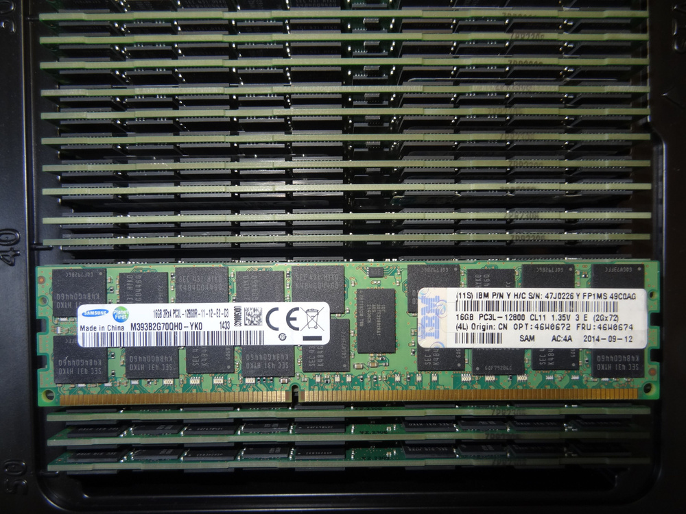 OEM Оперативная память Серверная память DDR3 16GB ECC REG Samsung 2Rx4 PC3L-12800R 1.35v M393B2G70QH0-YK0 #1