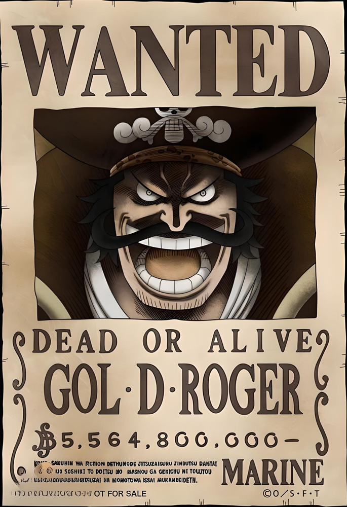 Постер Плакат One Piece Ван Пис Розыскные Листовки Wanted Gol D Roger  #1