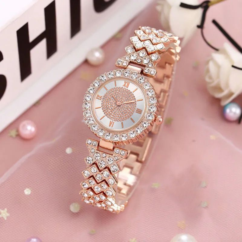 Часы женские бриллиантовое розовое золото со стразами наручные, бижутерныечасы - купить с доставкой по выгодным ценам в интернет-магазине OZON(1188041679)