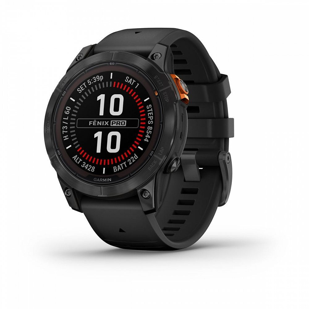 Часы - навигатор Garmin Fenix 7 Pro Solar Slate Gray (черный силикон. браслет)  #1