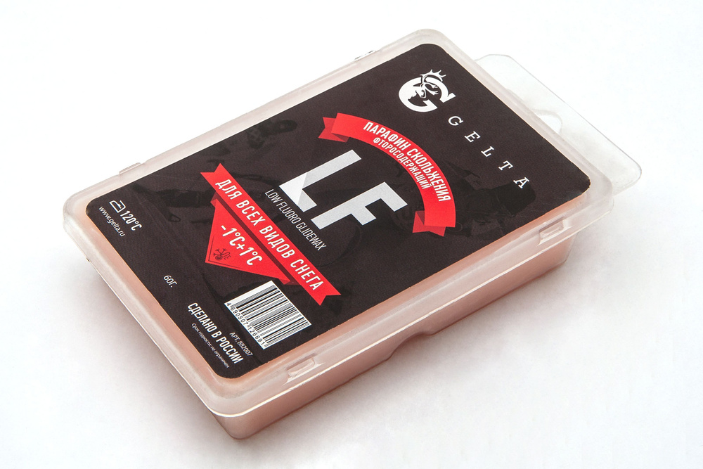 Парафин скольжения лыжный Gelta LF твердый -1/+1 с фтором 60 грамм ...