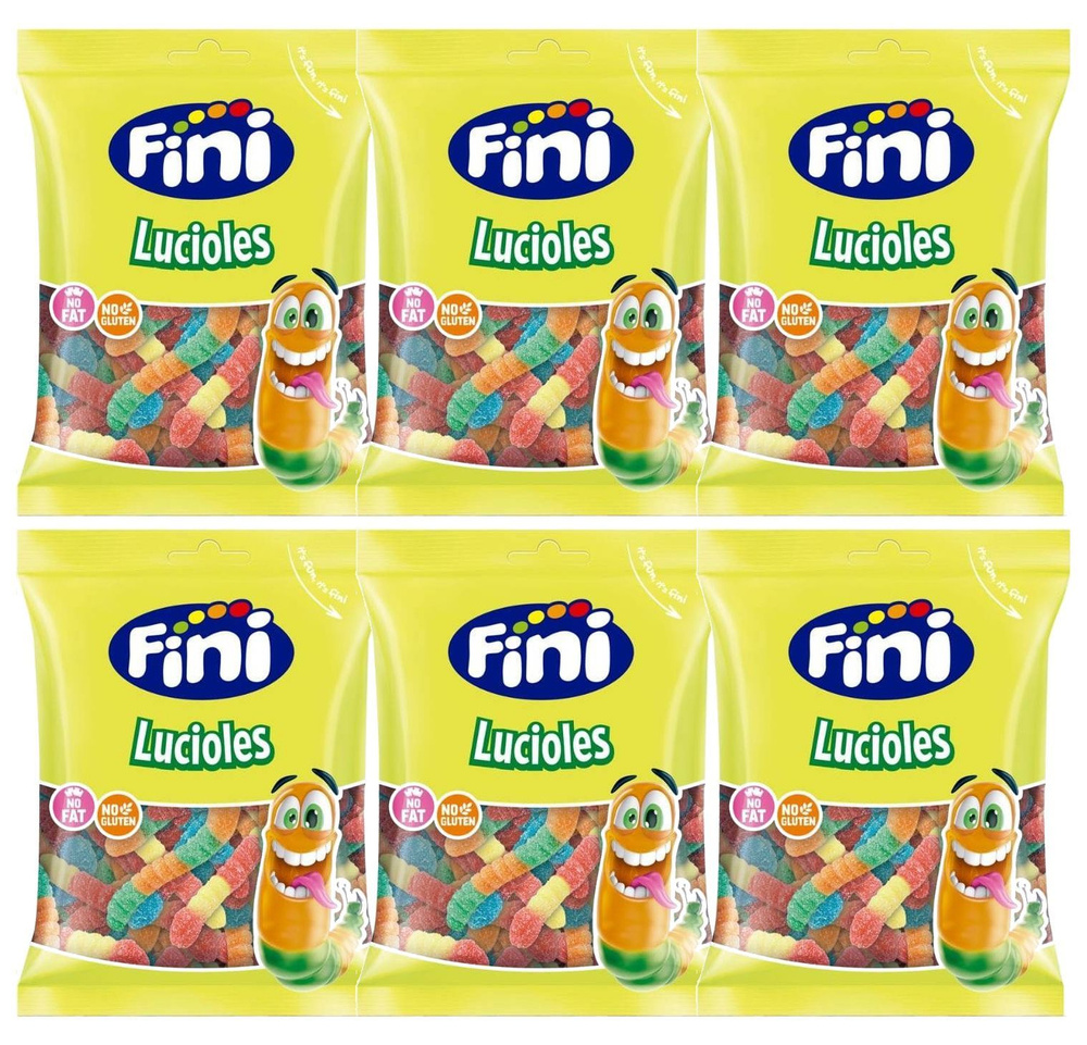 Жевательный мармелад Fini Jelly Worms, 90г x 6шт. Фини Червячки в сахаре  #1