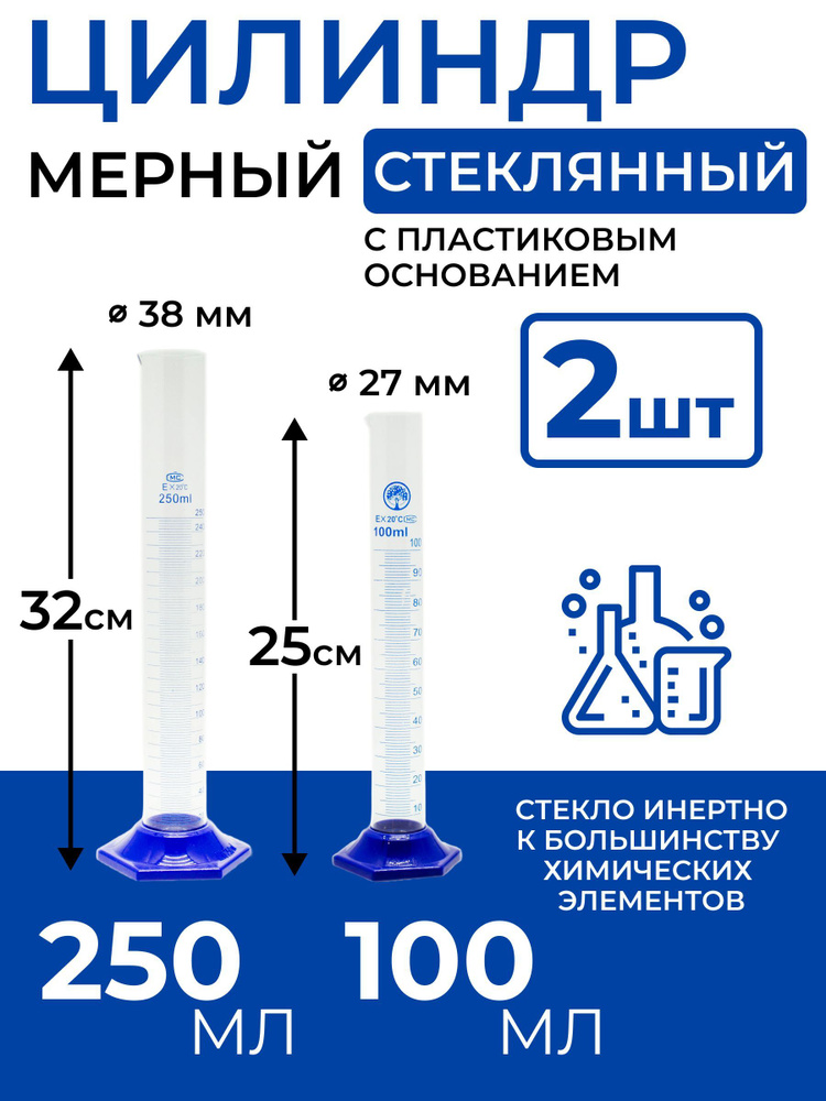 Набор стеклянных мерных цилиндров 100мл., 250мл. #1