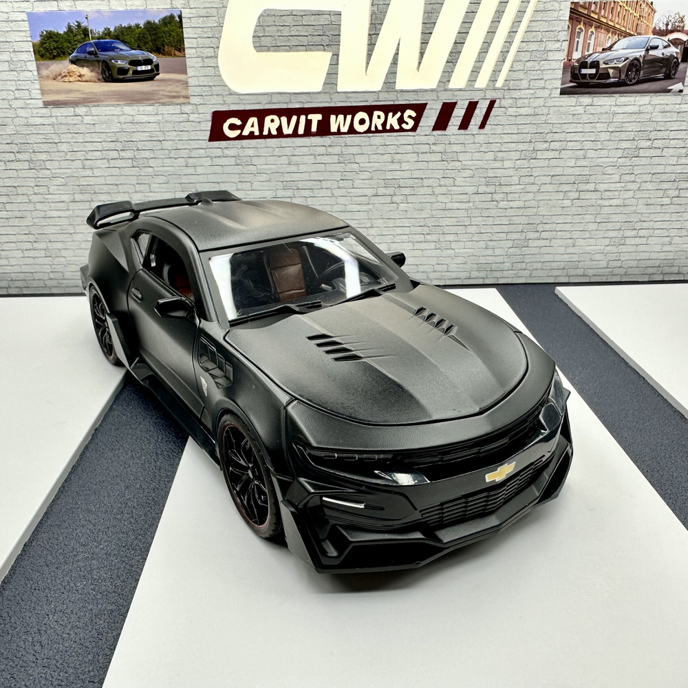 Машинка металлическая Шевроле Камаро Chevrolet Camaro черный, масштаб 1:24,  длина 21 см., свет и звук, открываются двери, капот и багажник - купить с  доставкой по выгодным ценам в интернет-магазине OZON (867227955)