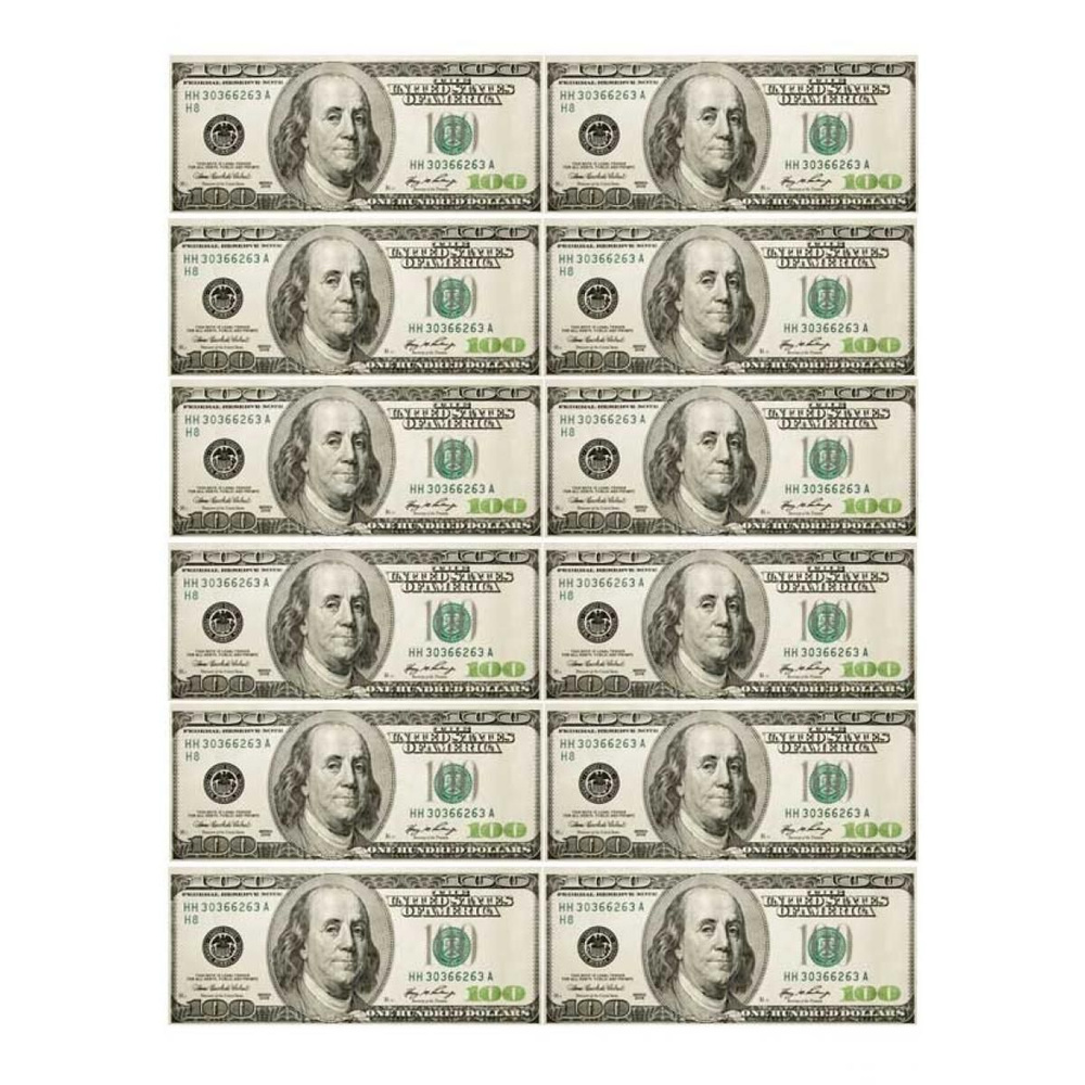 Вафельный лист Доллары 12 шт #1