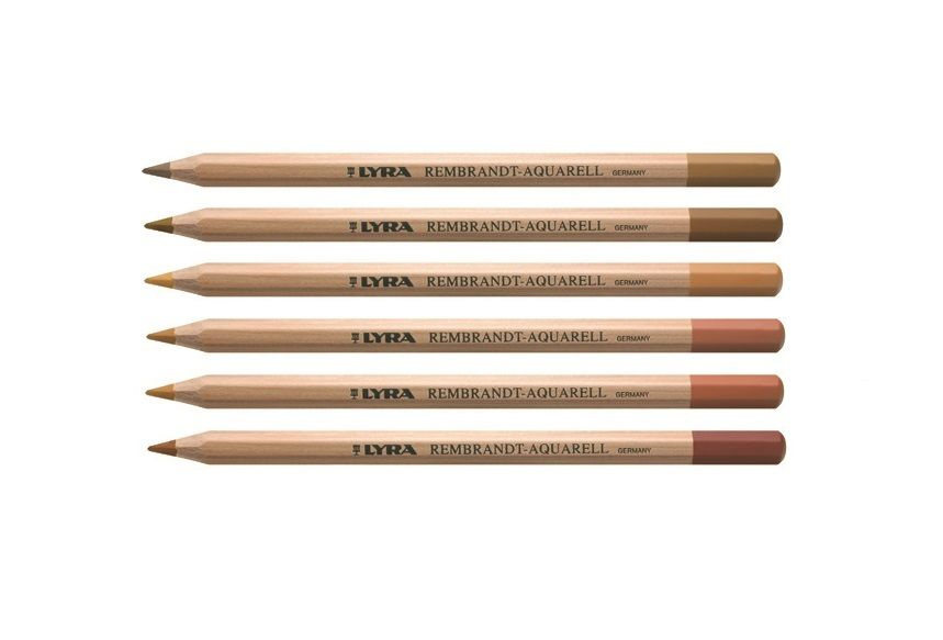 Набор цветных карандашей LYRA "Rembrandt Aquarell" коричневые оттенки, 6шт  #1