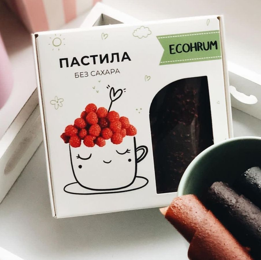 ECOHRUM Карельская пастила "Малина", без сахара, 100% натуральный состав, в коробке, 1 упаковка, 40 грамм #1