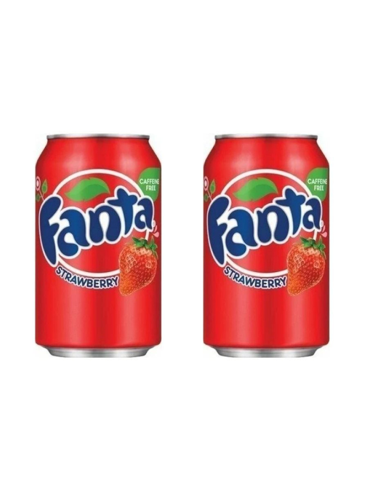 Газированный напиток Fanta Strawberry со вкусом Клубники 355мл, 2шт  #1