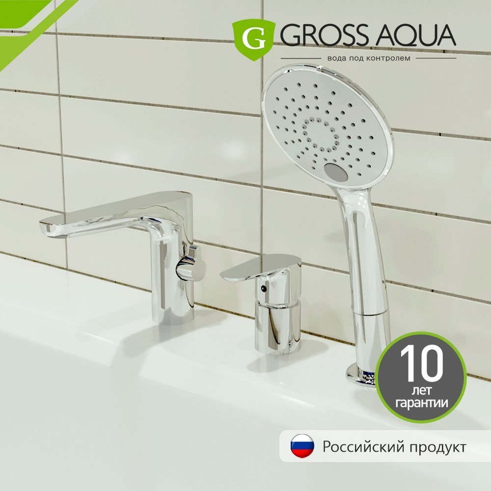 Смеситель на борт ванны на 3 отверстия GROSS AQUA Space, латунь, хром, 1209288C.  #1