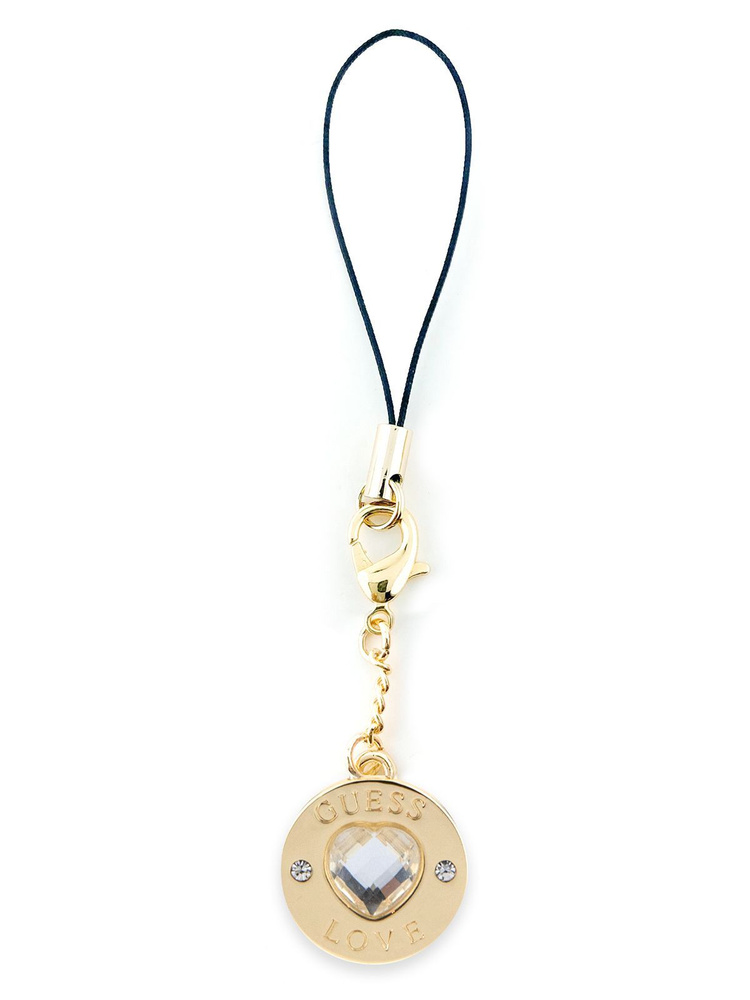 Брелок-подвеска Guess Heart Diamond металлический шарм со стразами, для телефона, наушников, ключей, #1