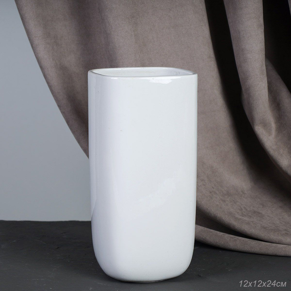 Ваза декоративная "Moderna" 25 см., керамика, белого цвета #1