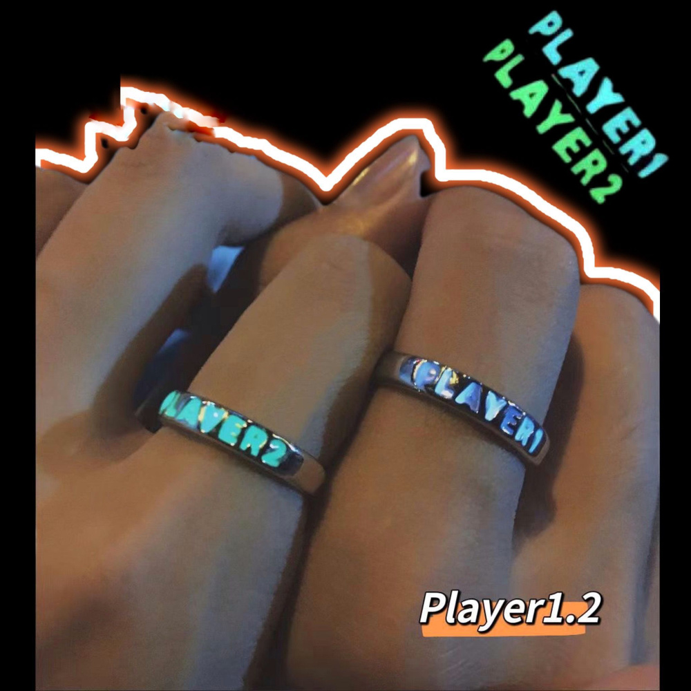 Кольца светящиеся набор 2 шт парные Плеер 1 и 2 (игрок 1 и 2)  #1