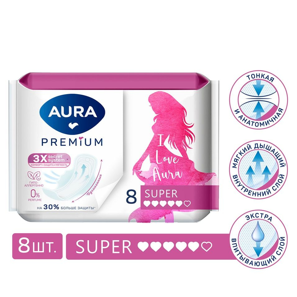 Прокладки гигиенические Aura Premium Super 8шт х3шт #1