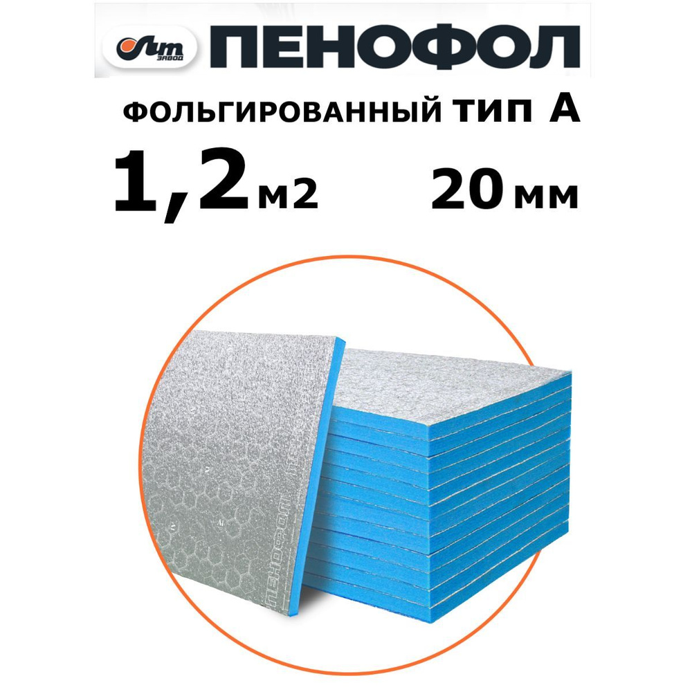 1,2 м2 ПЕНОФОЛ евроблок тип А 20мм утеплитель фольгированный купить по  доступной цене с доставкой в интернет-магазине OZON (1449404722)