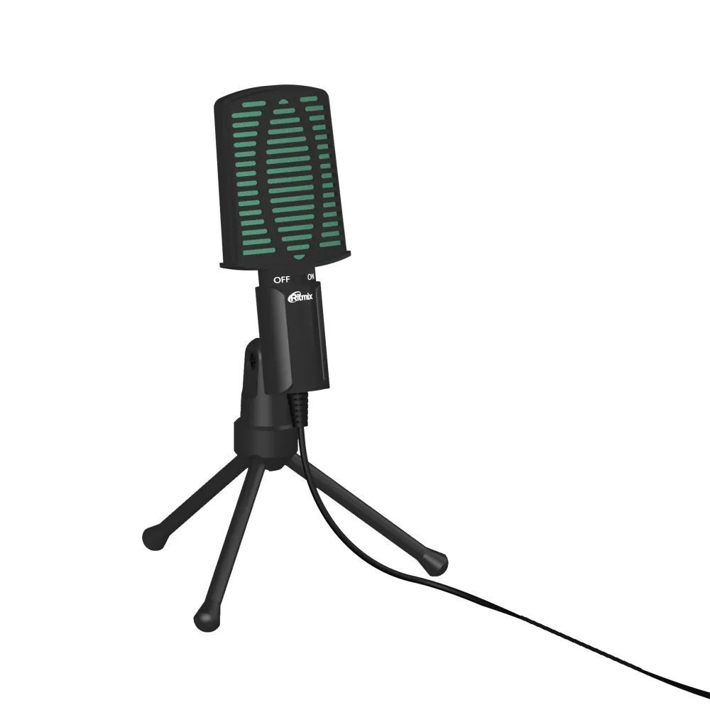 Микрофон RITMIX RDM-126 Black-Green настольный, конденсаторный, 3,5мм, шнур 1,8м, черный/зеленый  #1